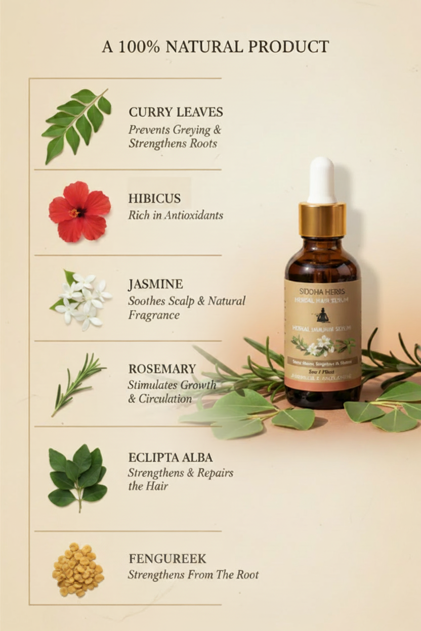 Herbal Hair Serum – An Oil-Based Serum – A 100% Natural Product – 2 oz