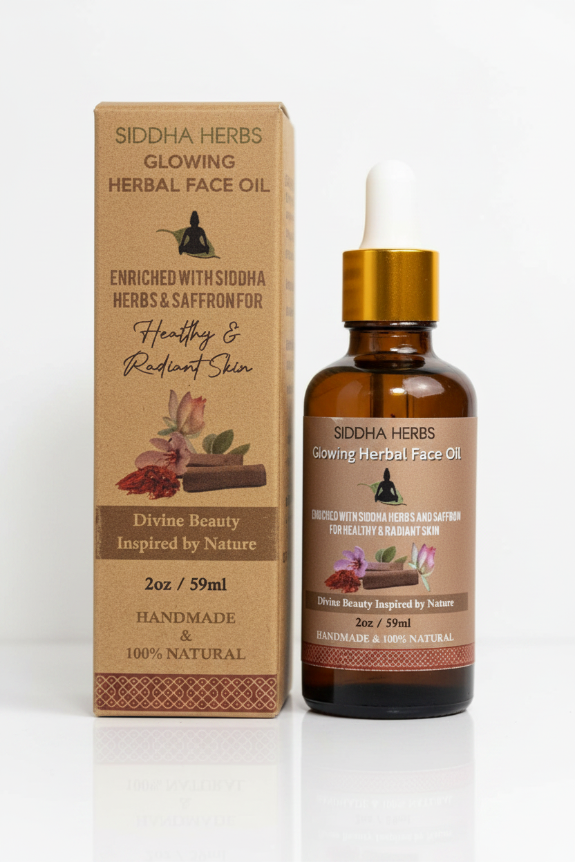 Siddha Herbs Glowing Herbal Face Oil – Studio White Background