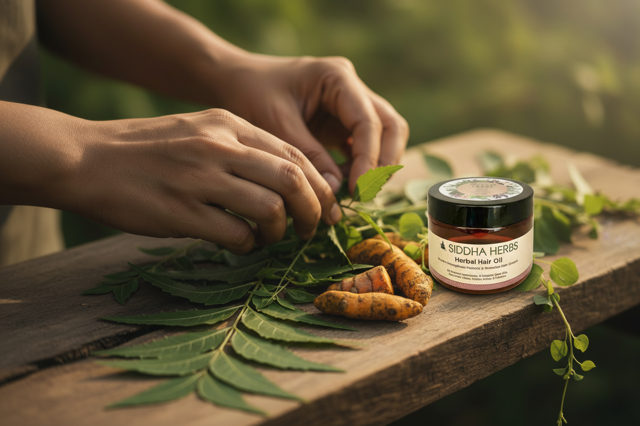 Siddha Herbs - Herbs Scene with Product